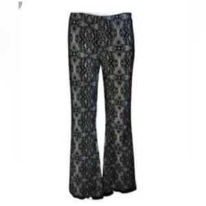 Countess Luann Lace Overlay Dress Pants SIZE 6 Black White Palazzo Dressy